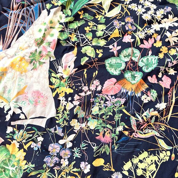 Fabric Frontline Zurich Silk Square Scarf Hermann Stocki 89 Designer Flowers - Picture 7 of 8